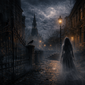 Haunted Amsterdam ghost walk self guided tour through historic street at night